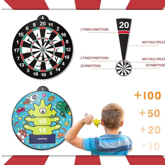 NIB Bennol 14 PCS Double-sided Magnetic Dart Board For Kids - Picture 10 of 12